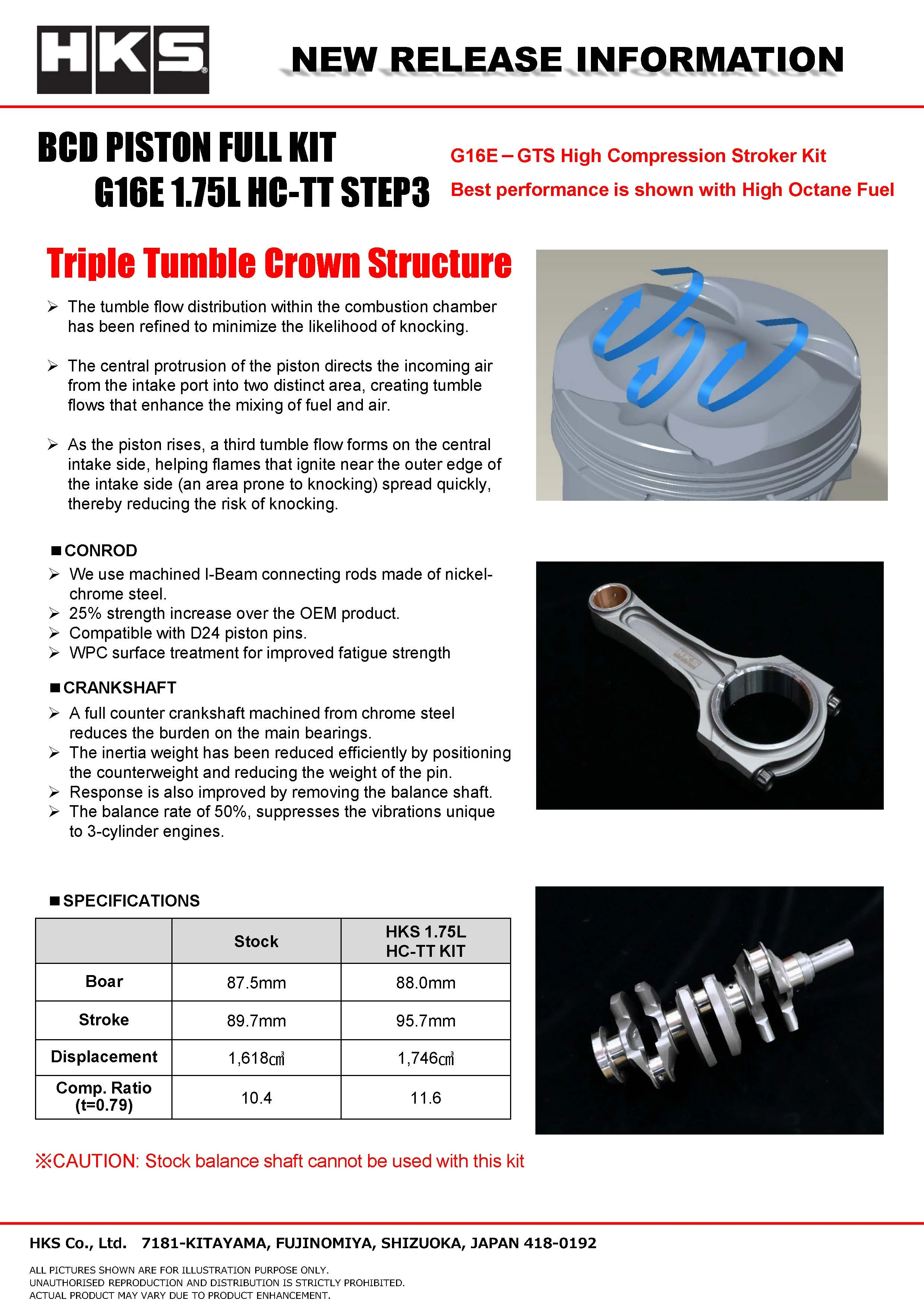HKS G16E BCD Piston Kit - 2023+ Toyota GR Corolla - Image 8
