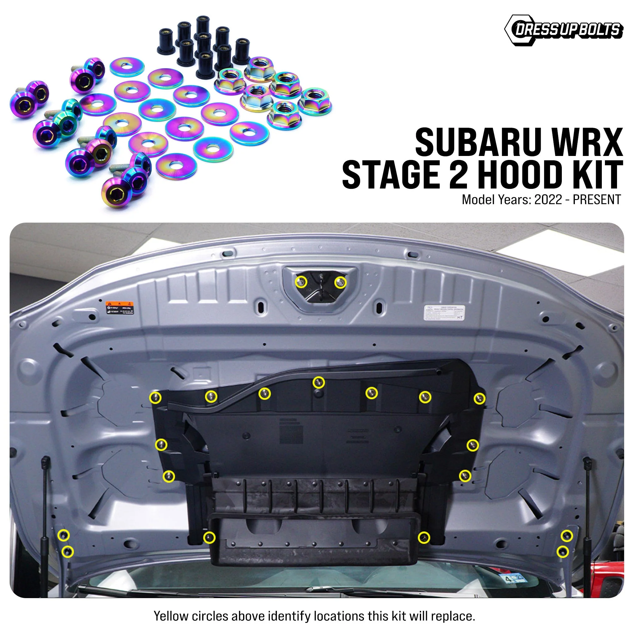 Stage 2 Titanium Hardware Hood Kit - Subaru WRX (2022+) - Image 2