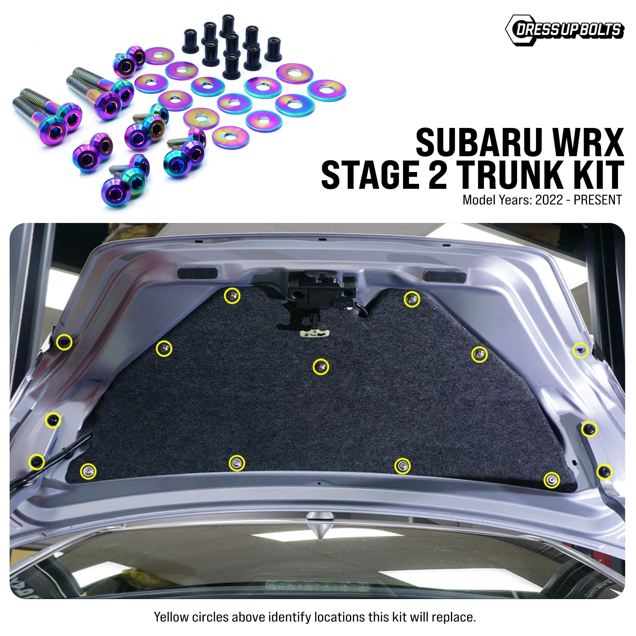 Stage 2 Titanium Hardware Trunk Kit - Subaru WRX (2022+) - Image 2