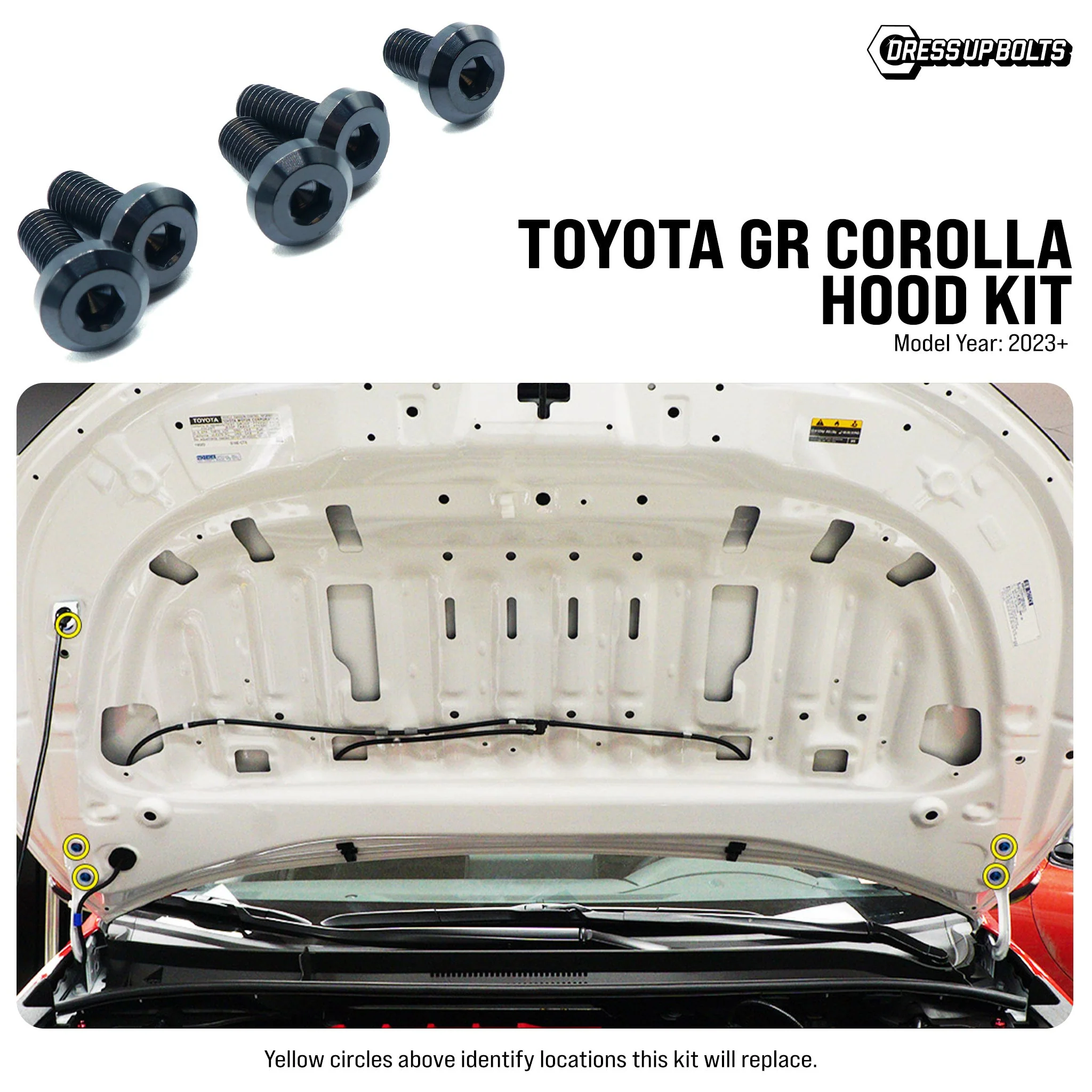 Titanium Hardware Hood Kit - Toyota GR Corolla (2023+) - Image 2